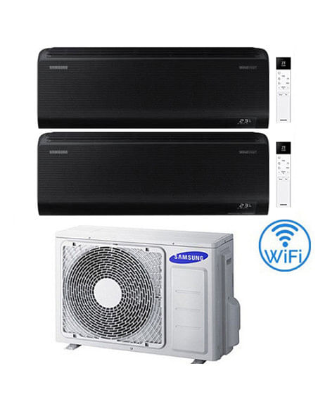 Climatizzatore Condizionatore Samsung Windfree BLACK R32 Wifi Dual Split Inverter 7000 + 9000 BTU con U.E. AJ050TXJ2KG/EU NOV...