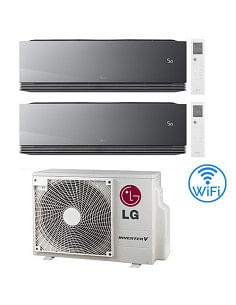 Climatizzatore Condizionatore LG Artcool Mirror AI Air R32 Wifi Dual Split inverter 9000 + 9000 BTU con U.E. MU2R15 Classe A+...