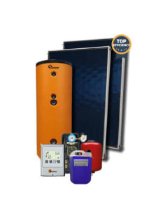 Kit solare termico SUNERG circolazione forzata per 2/3 persone con struttura per 2 collettori 2,00 mq + bollitore 200 litri c...