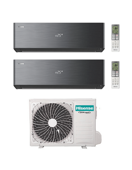 Climatizzatore Condizionatore Hisense Energy Pro X BLACK con Wifi R32 Dual Split Inverter 9000 + 9000 BTU con U.E. 2AMW35U4RG...