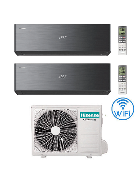 Climatizzatore Condizionatore Hisense Energy Pro X BLACK con Wifi R32 Dual Split Inverter 9000 + 9000 BTU con U.E. 2AMW35U4RG...