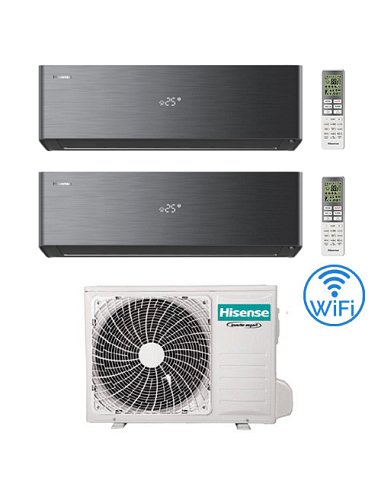 Climatizzatore Condizionatore Hisense Energy Pro X BLACK con Wifi R32 Dual Split Inverter 9000 + 9000 BTU con U.E. 2AMW52U4RX...
