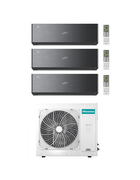 Climatizzatore Condizionatore Hisense Energy Pro X BLACK con Wifi R32 Trial Split Inverter 9000 + 9000 + 18000 BTU con U.E. 4...