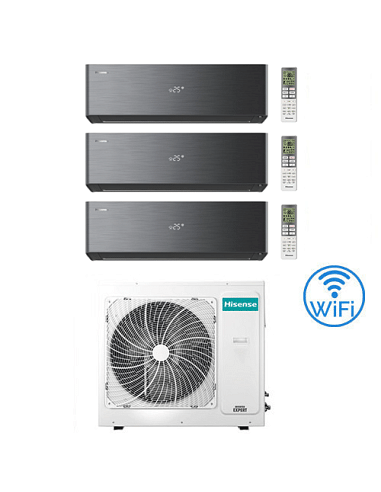 Climatizzatore Condizionatore Hisense Energy Pro X BLACK con Wifi R32 Trial Split Inverter 9000 + 9000 + 18000 BTU con U.E. 4...