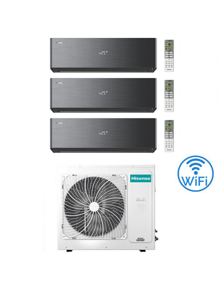 Climatizzatore Condizionatore Hisense Energy Pro X BLACK con Wifi R32 Trial Split Inverter 9000 + 9000 + 18000 BTU con U.E. 4...