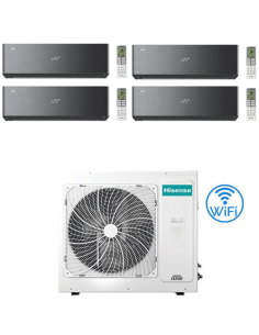 Climatizzatore Condizionatore Hisense Energy Pro X BLACK Wifi R32 Quadri Split Inverter 9000 + 9000 + 12000 + 12000 BTU con U...