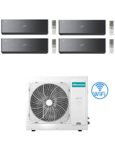 Climatizzatore Condizionatore Hisense Energy Pro X BLACK Wifi R32 Quadri Split Inverter 12000 + 12000 + 12000 + 12000 BTU con...