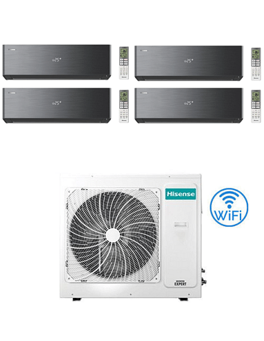 Climatizzatore Condizionatore Hisense Energy Pro X BLACK con Wifi R32 Quadri Split Inverter 9000 + 9000 + 12000 + 18000 BTU c...