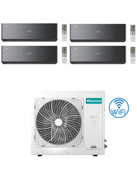 Climatizzatore Condizionatore Hisense Energy Pro X BLACK con Wifi R32 Quadri Split Inverter 9000 + 9000 + 12000 + 18000 BTU c...