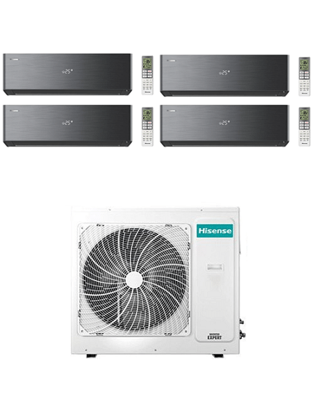 Climatizzatore Condizionatore Hisense Energy Pro X BLACK con Wifi R32 Quadri Split Inverter 9000 + 9000 + 12000 + 18000 BTU c...