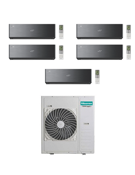 Climatizzatore Condizionatore Hisense Energy Pro X BLACK con Wifi R32 Penta Split Inverter 9000 + 9000 + 9000 + 9000 + 9000 B...
