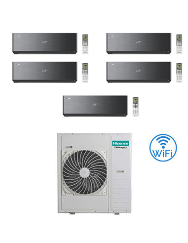 Climatizzatore Condizionatore Hisense Energy Pro X BLACK con Wifi R32 Penta Split Inverter 9000 + 9000 + 9000 + 9000 + 18000 ...