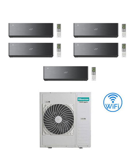 Climatizzatore Condizionatore Hisense Energy Pro X BLACK con Wifi R32 Penta Split Inverter 9000 + 9000 + 9000 + 9000 + 18000 ...
