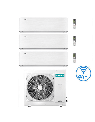 Climatizzatore Condizionatore Hisense Energy Pro X Wifi R32 Trial Split Inverter 9000 + 9000 + 12000 BTU con U.E. 3AMW72U4RJC...