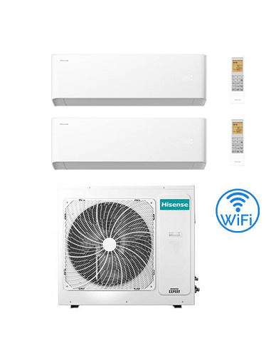 Climatizzatore Condizionatore Hisense Uni HB Wifi R32 Dual Split Inverter 9000 + 18000 BTU con U.E. 3AMW62U4RJC Classe A++/A+...