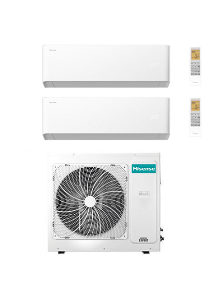 Climatizzatore Condizionatore Hisense Uni HB Wifi R32 Dual Split Inverter 12000 + 18000 BTU con U.E. 3AMW52U4RJC Classe A++/A...
