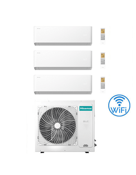 Climatizzatore Condizionatore Hisense Uni HB Wifi R32 Trial Split Inverter 7000 + 7000 + 18000 BTU con U.E. 4AMW81U4RJC Class...