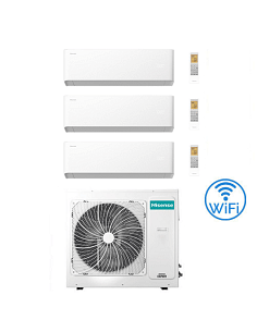Climatizzatore Condizionatore Hisense Uni HB Wifi R32 Trial Split Inverter 9000 + 9000 + 18000 BTU con U.E. 3AMW72U4RJC Class...
