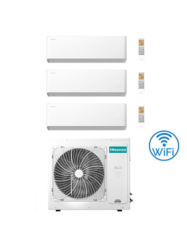 Climatizzatore Condizionatore Hisense Uni HB Wifi R32 Trial Split Inverter 12000 + 12000 + 18000 BTU con U.E. 5AMW105U4RQC - ...