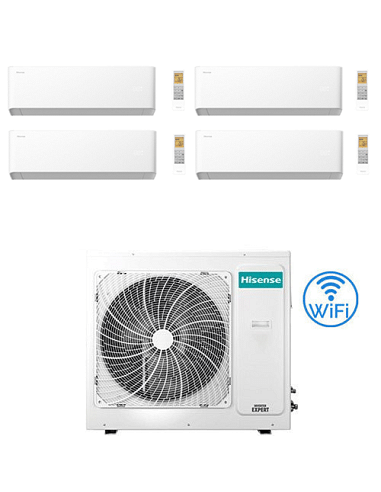 Climatizzatore Condizionatore Hisense Uni HB Wifi R32 Quadri Split Inverter 7000 + 7000 + 9000 + 18000 BTU con U.E. 4AMW105U4...