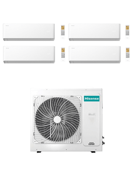 Climatizzatore Condizionatore Hisense Uni HB Wifi R32 Quadri Split Inverter 7000 + 7000 + 9000 + 18000 BTU con U.E. 4AMW105U4...