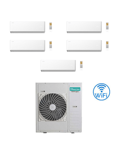 Climatizzatore Condizionatore Hisense Uni HB Wifi R32 Penta Split Inverter 9000 + 9000 + 9000 + 9000 + 9000 BTU con U.E. 5AMW...