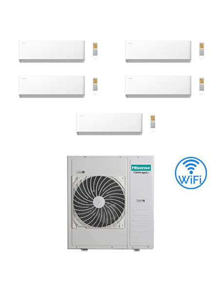 Climatizzatore Condizionatore Hisense Uni HB Wifi R32 Penta Split Inverter 9000 + 9000 + 9000 + 9000 + 9000 BTU con U.E. 5AMW...