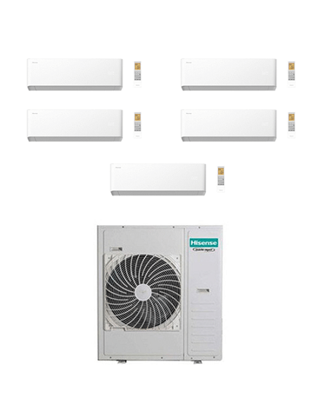 Climatizzatore Condizionatore Hisense Uni HB Wifi R32 Penta Split Inverter 9000 + 9000 + 9000 + 9000 + 9000 BTU con U.E. 5AMW...
