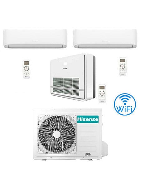 Climatizzatore Condizionatore Hisense R32 Trial Split Inverter Hi Comfort Wifi più Console 7000 + 7000 + 9000 BTU con U.E. 3A...