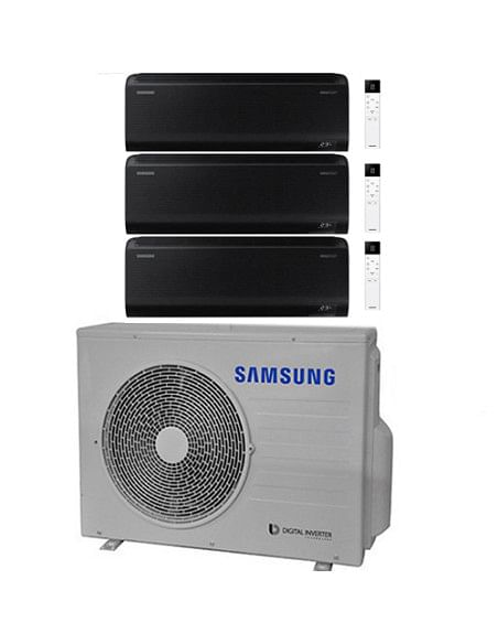 Climatizzatore Condizionatore Samsung Windfree BLACK R32 Wifi Trial Split Inverter 7000 + 7000 + 9000 BTU con U.E. AJ052TXJ3K...
