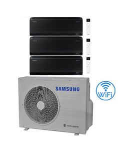 Climatizzatore Condizionatore Samsung Windfree BLACK R32 Wifi Trial Split Inverter 7000 + 7000 + 9000 BTU con U.E. AJ052TXJ3K...