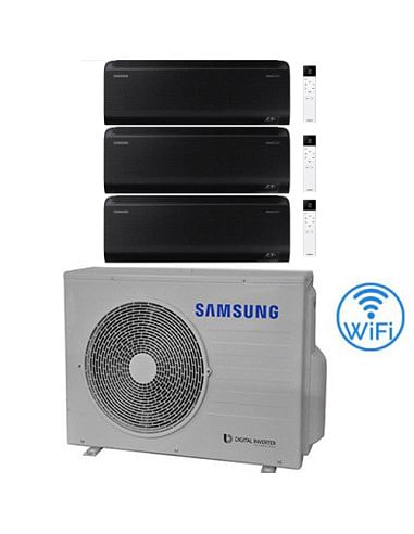 Climatizzatore Condizionatore Samsung Windfree BLACK R32 Wifi Trial Split Inverter 7000 + 7000 + 9000 BTU con U.E. AJ052TXJ3K...