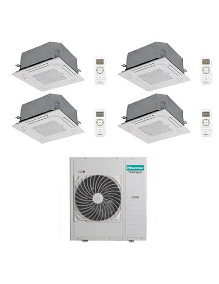 Climatizzatore Condizionatore Hisense Cassetta 4 vie R32 Quadri Split Inverter 9000 + 12000 + 12000 + 12000 BTU con U.E. 5AMW...