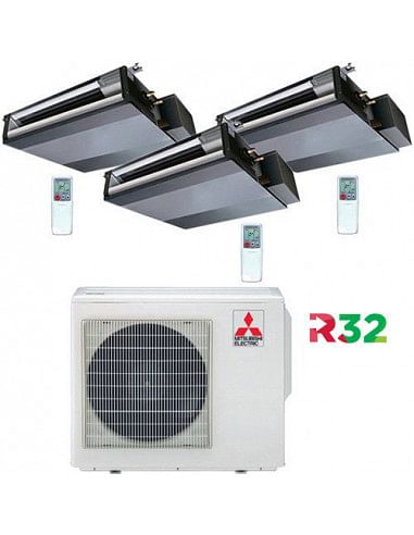 Climatizzatore Condizionatore Mitsubishi Canalizzabile R32 SEZ-M DA Trial Split Inverter 9000 + 9000 + 12000 BTU con U.E. MXZ...