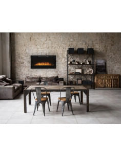 Caminetto elettrico a led da incasso con vetro MaisonFire serie Thera con ciottoli di vetro - Riscaldamento attivabile : 1,2 ... 2