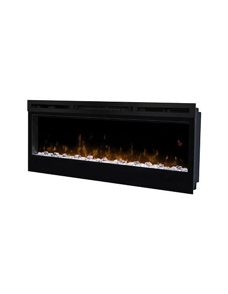 Caminetto elettrico a led da incasso con vetro MaisonFire serie Thera con ciottoli di vetro - Riscaldamento attivabile : 1,2 ...