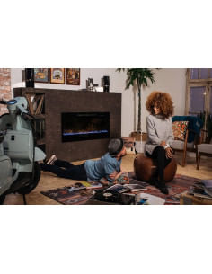 Caminetto elettrico a led da incasso con vetro MaisonFire serie Thera Mini con ciottoli di vetro - Riscaldamento attivabile :... 2