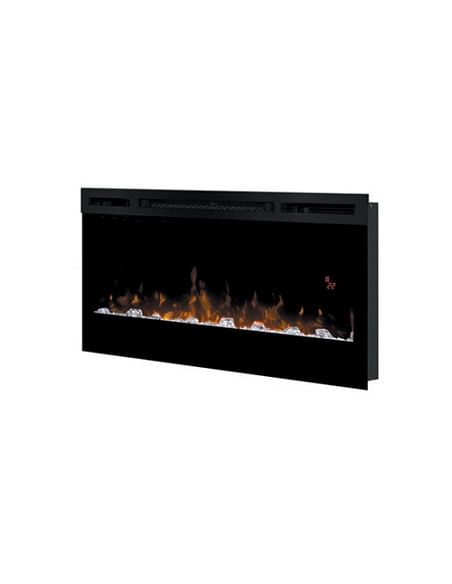 Caminetto elettrico a led da incasso con vetro MaisonFire serie Thera Mini con ciottoli di vetro - Riscaldamento attivabile :...