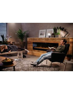 Caminetto elettrico a led da incasso con vetro MaisonFire serie Thera Grande con ciottoli di vetro - Riscaldamento attivabile... 2
