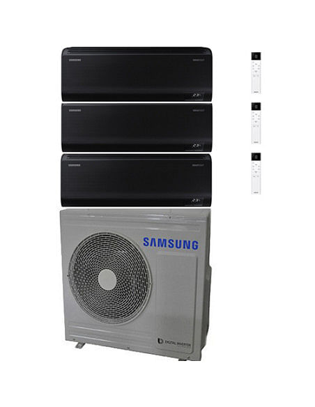 Climatizzatore Condizionatore Samsung Windfree BLACK R32 Wifi Trial Split Inverter 9000 + 12000 + 12000 BTU con U.E. AJ068TXJ...