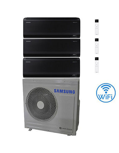 Climatizzatore Condizionatore Samsung Windfree BLACK R32 Wifi Trial Split Inverter 9000 + 12000 + 12000 BTU con U.E. AJ068TXJ...