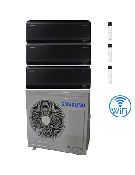 Climatizzatore Condizionatore Samsung Windfree BLACK R32 Wifi Trial Split Inverter 12000 + 12000 + 12000 BTU con U.E. AJ080TX...