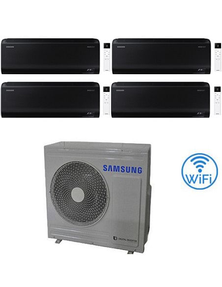 Climatizzatore Condizionatore Samsung Windfree BLACK R32 Wifi Quadri Split Inverter 7000 + 7000 + 7000 + 7000 BTU con U.E. AJ...