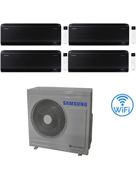 Climatizzatore Condizionatore Samsung Windfree BLACK R32 Wifi Quadri Split Inverter 9000 + 9000 + 9000 + 9000 BTU con U.E. AJ...