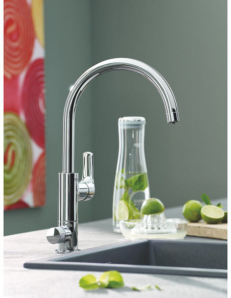 Grohe Blue Pure BauCurve miscelatore monocomando per lavello con sistema filtrante dell'acqua bocca a C 30385000 - Climaway