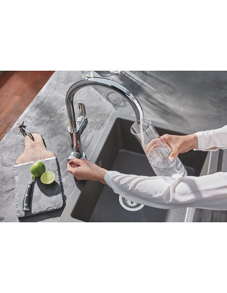 Grohe Blue Pure BauCurve miscelatore monocomando per lavello con sistema filtrante dell'acqua bocca a C 30385000 - Climaway