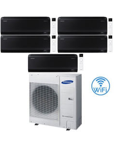 Climatizzatore Condizionatore Samsung WINDFREE BLACK R32 Wifi Penta Split Inverter 7000 + 9000 + 12000 + 12000 + 12000 BTU co...