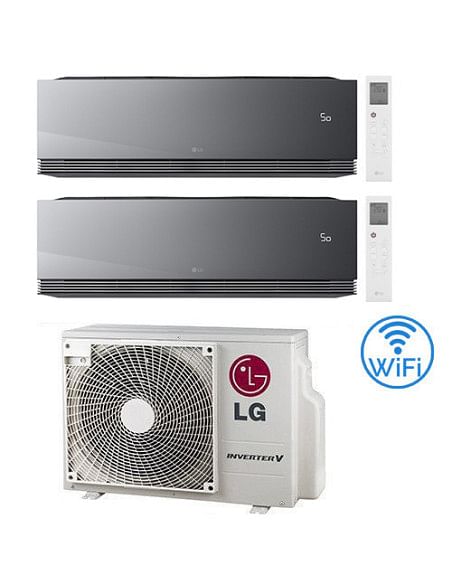 Climatizzatore Condizionatore LG Artcool Mirror AI Air R32 Wifi Dual Split inverter 9000 + 12000 BTU con U.E. MU2R15 Classe A...