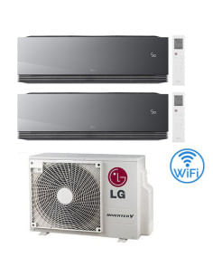 Climatizzatore Condizionatore LG Artcool Mirror AI Air R32 Wifi Dual Split inverter 9000 + 12000 BTU con U.E. MU3R19 Classe A...