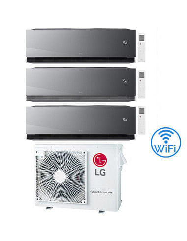 Climatizzatore Condizionatore LG Artcool Mirror AI Air R32 Wifi Trial Split inverter 9000 + 9000 + 9000 BTU con U.E. MU3R21 C...